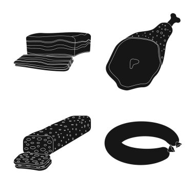 Eti ve jambon logosu yalıtılmış nesne. Et ve hisse senedi simgesi web için pişirme.