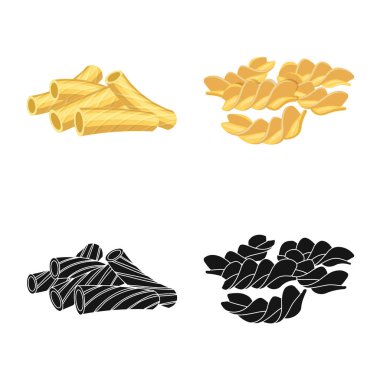 Makarna ve karbonhidrat işareti vektör tasarımı. Makarna ve makarna hisse senedi vektör çizim topluluğu.