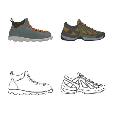 Ayakkabı ve ayakkabı simge vektör tasarımı. Hisse senedi için ayakkabı ve ayak vektör simge topluluğu.