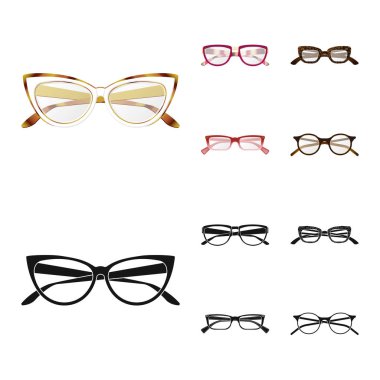 Gözlük ve çerçeve simge vektör Illustration. Gözlük ve aksesuar hisse senedi vektör çizim.