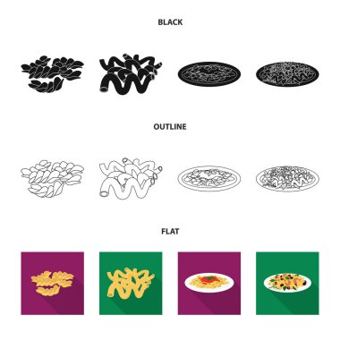 Makarna ve karbonhidrat simge vektör Illustration. Makarna ve makarna koleksiyonu vektör hisse senedi simgesi.