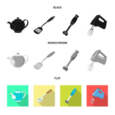 Mutfak ve yemek sembol yalıtılmış nesne. Mutfak ve cihaz hisse senedi vektör çizim seti.