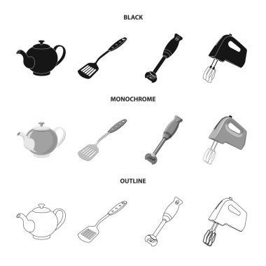 Mutfak ve yemek simge vektör Illustration. Mutfak ve cihaz hisse senedi vektör çizim seti.