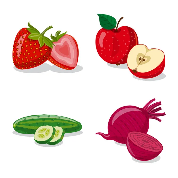 Vektorová design symbolu zeleniny a ovoce. Sada zeleninová a Vegetariánská burzovní symbol pro web. — Stockový vektor