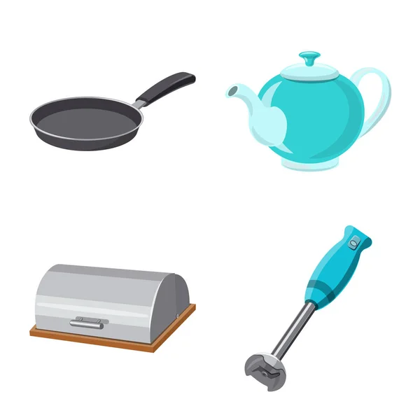 Isolerade objekt i köket och koka ikonen. Uppsättning av kök och apparaten aktiesymbol för webben. — Stock vektor