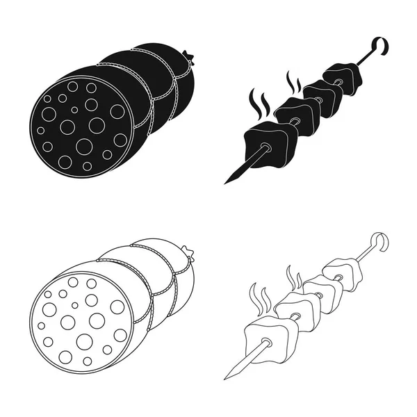 Векторні ілюстрації м'яса та значка шинки. Колекція м'яса та кухонного запасу Векторні ілюстрації . — стоковий вектор