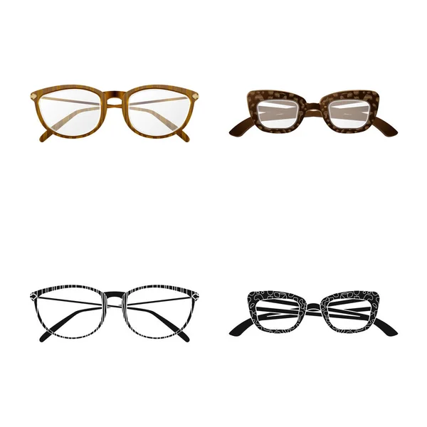 メガネ フレームのシンボルの孤立したオブジェクト Web のメガネとアクセサリーのストック シンボルのコレクション — ストックベクタ