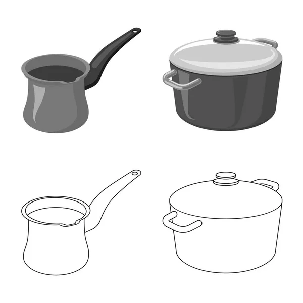 Vector design of kitchen and cook icon. Collection of kitchen and appliance vector icon for stock. — Stock Vector