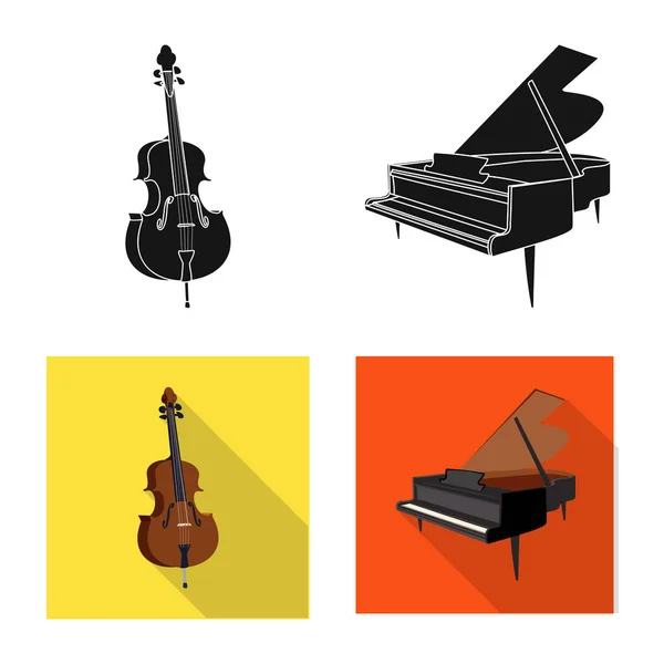 Διάνυσμα Σχεδιασμός λογότυπο μουσική και μελωδία. Σύνολο των εικονίδιο του φορέα μουσικής και εργαλείο για το απόθεμα. — Διανυσματικό Αρχείο