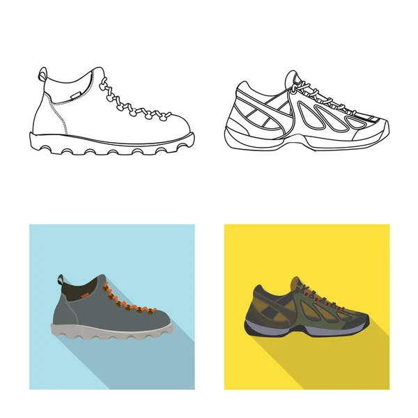 Isolerade objekt av sko och skodon tecken. Ställ in i skon och fot aktiesymbol för webben. — Stock vektor