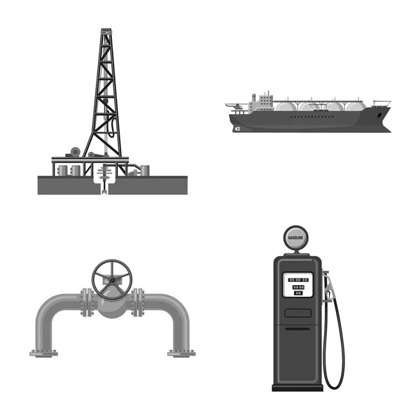 Geïsoleerde object van olie en gas symbool. Collectie van olie- en benzineprijzen voorraad vectorillustratie. — Stockvector