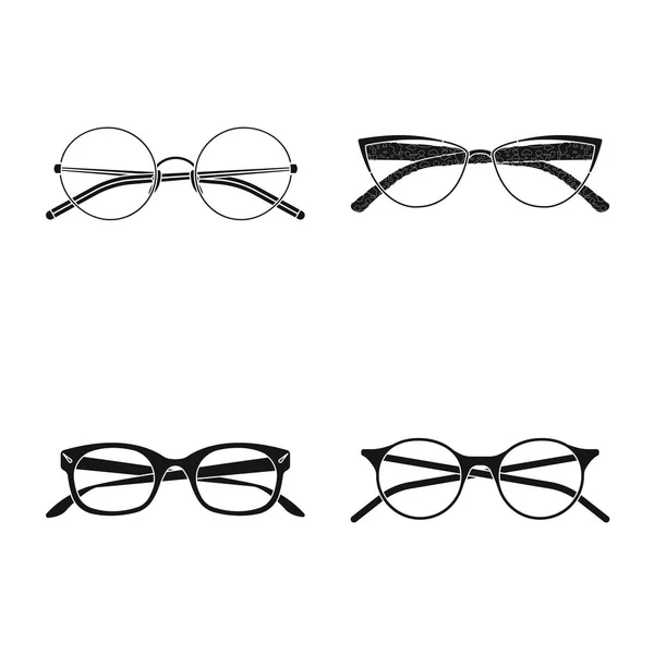 Design vettoriale di occhiali e simbolo della cornice. Collezione di occhiali e icona vettoriale accessoria per magazzino . — Vettoriale Stock