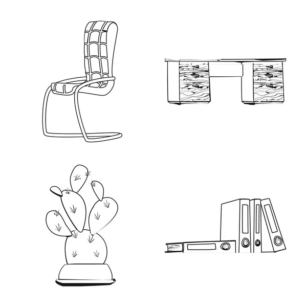 Mobilya ve iş simge vektör Illustration. Mobilya ve hisse senedi için ev vektör simge kümesi. — Stok Vektör
