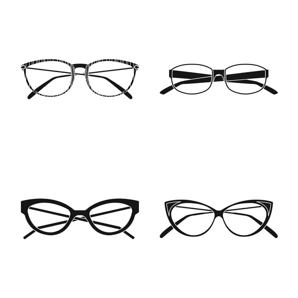Design vettoriale degli occhiali e dell'icona della cornice. Set di occhiali e icona vettoriale accessoria per magazzino . — Vettoriale Stock