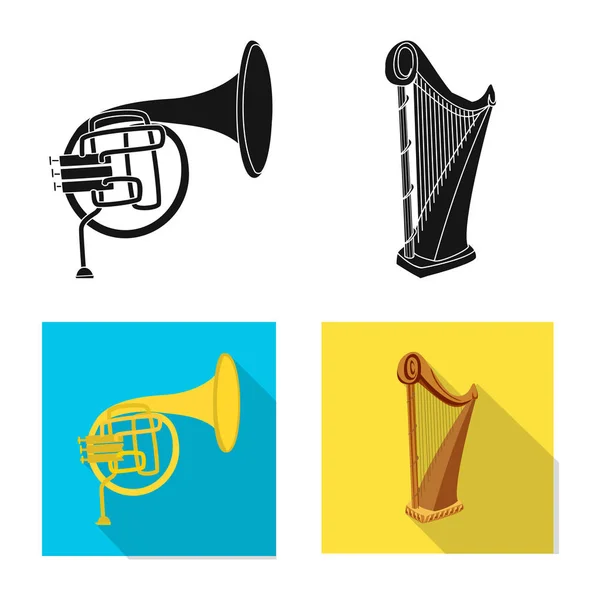 Ilustração vetorial do logotipo da música e da melodia. Coleção de música e ferramenta ilustração vetor estoque . — Vetor de Stock