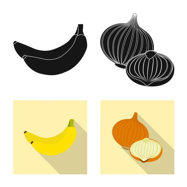 Diseño vectorial de signo vegetal y frutal. Conjunto de vegetal y vegetariano símbolo de stock para la web . — Vector de stock