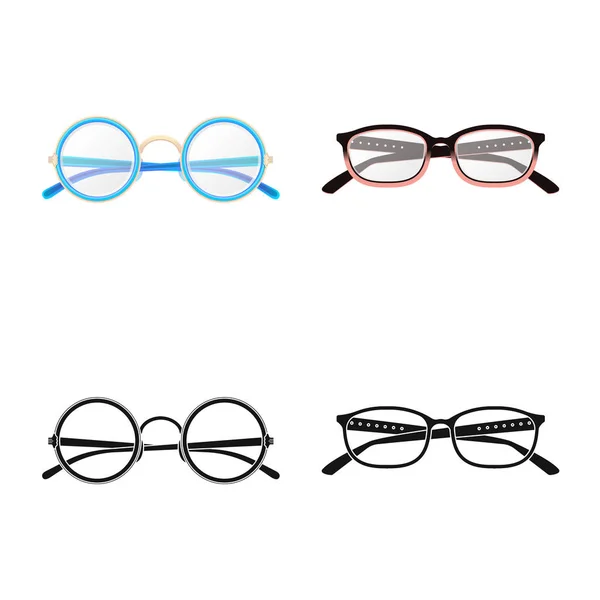 Vektor design av glas och ram ikon. Insamling av glasögon och tillbehör vector ikon för lager. — Stock vektor