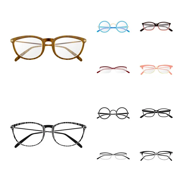 Izolovaný objekt brýle a rámečku ikony. Kolekce brýlí a příslušenství vektorové ikony pro stock. — Stockový vektor