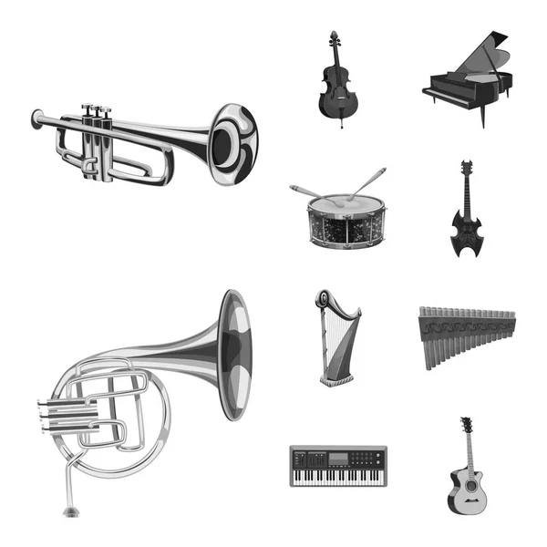 Ilustración vectorial de música y sintonía. Colección de música y herramienta de stock símbolo para la web . — Archivo Imágenes Vectoriales