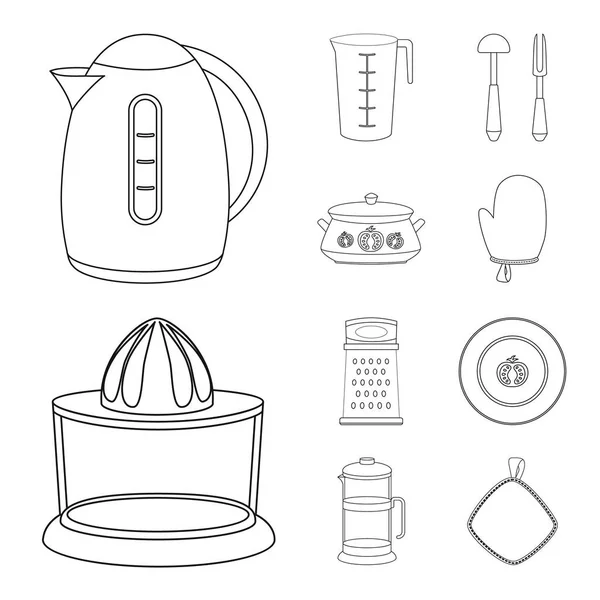 Vector ontwerp van de keuken en cook pictogram. Collectie van keuken- en apparatenbouw voorraad vectorillustratie. — Stockvector