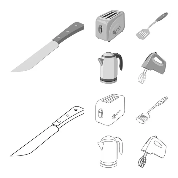 Vektorové ilustrace kuchyni a vařit znamení. Kolekce kuchyně a spotřebiče burzovní symbol pro web. — Stockový vektor