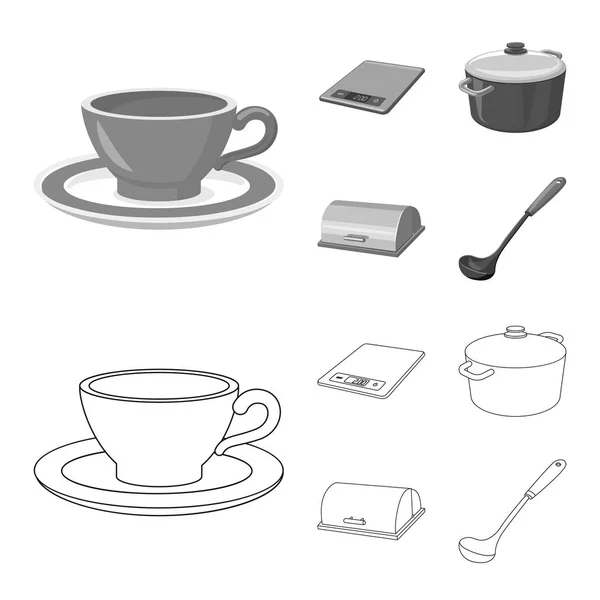 Ilustracja wektorowa symbol kuchni i gotować. Kolekcja kuchni i urządzenia symbol giełdowy dla sieci web. — Wektor stockowy