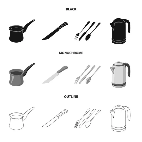 Projeto vetorial de cozinha e cozinhar sinal. Coleção de cozinha e aparelho de símbolo de estoque para web . — Vetor de Stock