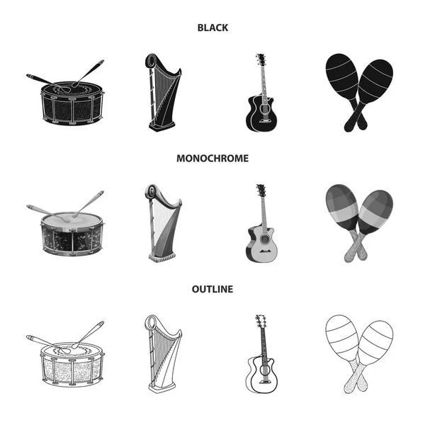 Illustrazione vettoriale della musica e dell'icona di sintonia. Serie di illustrazioni vettoriali di musica e strumenti . — Vettoriale Stock