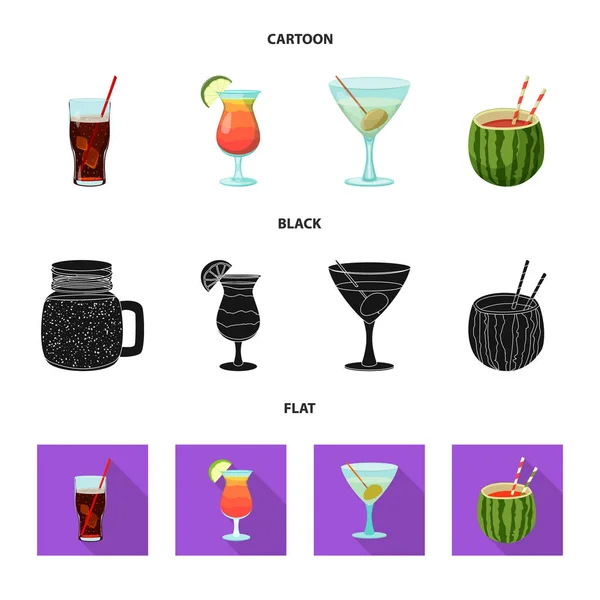 음료와 바 상징의 벡터 디자인입니다. 음료의 세트 및 재고에 대 한 파티 벡터 아이콘. — 스톡 벡터