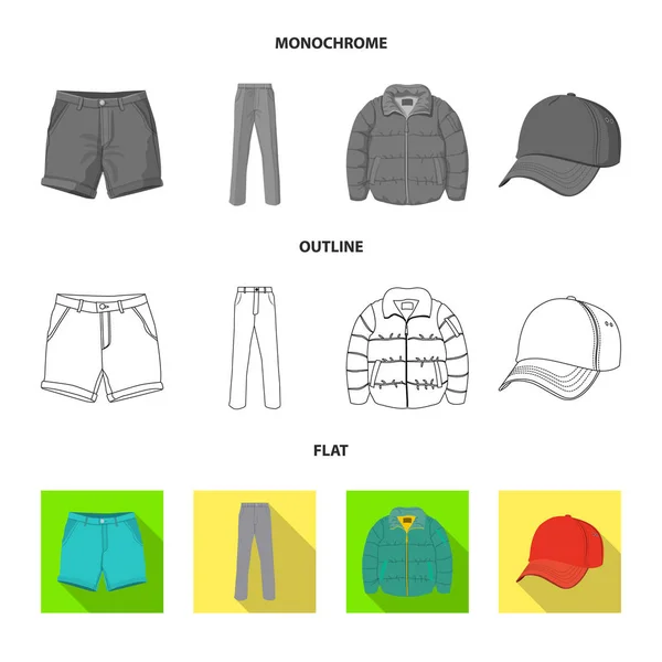 Векторні ілюстрації символу людини та одягу. Збірка чоловіка і символ носіння в Інтернеті . — стоковий вектор