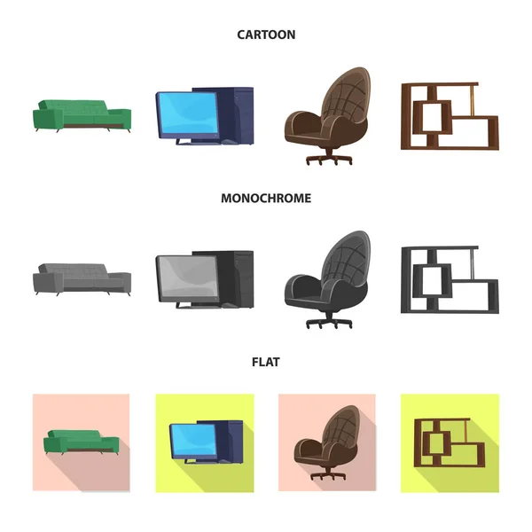 Illustration vectorielle des meubles et du symbole du travail. Collection de meubles et icône vectorielle maison pour stock . — Image vectorielle