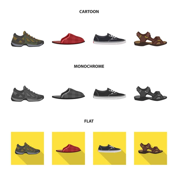 Vector design of shoe and footwear symbol. Collection of shoe and foot stock vector illustration. — Stock Vector
