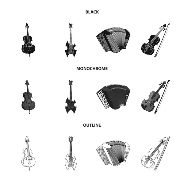 Illustrazione vettoriale della musica e del logo tune. Raccolta di musica e strumento stock simbolo per il web . — Vettoriale Stock