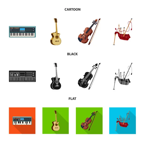 Illustrazione vettoriale della musica e dell'icona di sintonia. Raccolta di musica e strumento stock simbolo per il web . — Vettoriale Stock