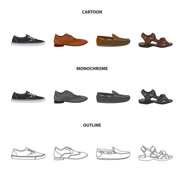 신발 및 신발 아이콘의 벡터 디자인입니다. 구두의 설정 하 고 주식 벡터 일러스트 레이 션을 발. — 스톡 벡터