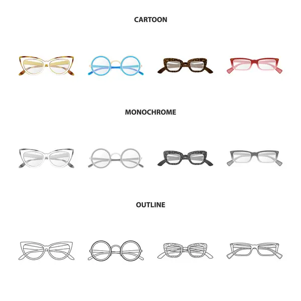 Vektor-Illustration von Brille und Rahmen-Symbol. Brillensatz und Zubehör-Vektor-Symbol für Aktien. — Stockvektor