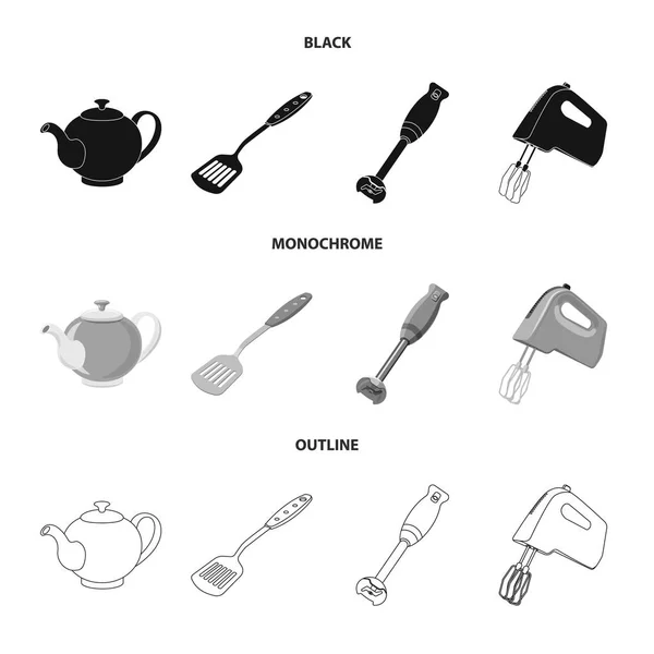 Illustration vectorielle de l'icône cuisine et cuisine. Ensemble d'illustration vectorielle de stock de cuisine et d'appareil . — Image vectorielle