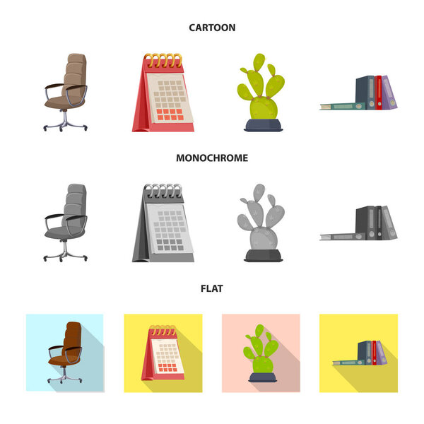 Vector illustration of furniture and work icon. Set of furniture and home vector icon for stock.