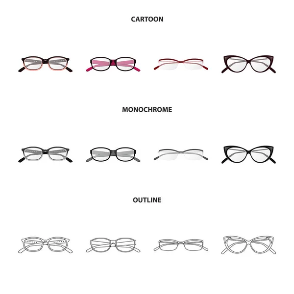 Objeto aislado de gafas y símbolo del marco. Conjunto de gafas y accesorio icono vectorial para stock . — Archivo Imágenes Vectoriales