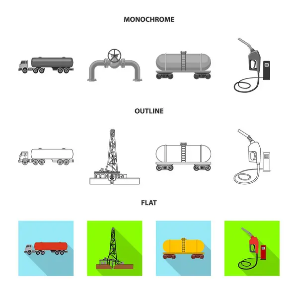 Oggetto isolato di olio e gas segno. Raccolta dell'illustrazione vettoriale del petrolio e della benzina . — Vettoriale Stock