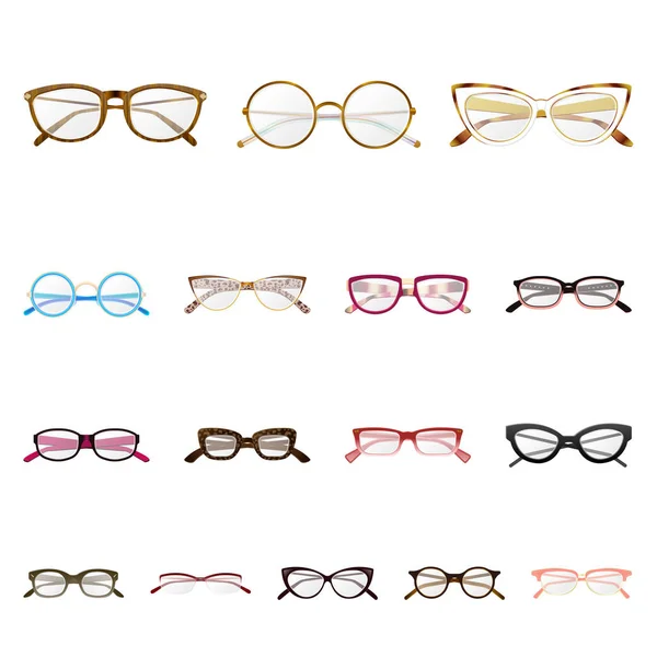 Illustration vectorielle des lunettes et de l'icône cadre. Jeu de lunettes et accessoire stock symbole pour web . — Image vectorielle