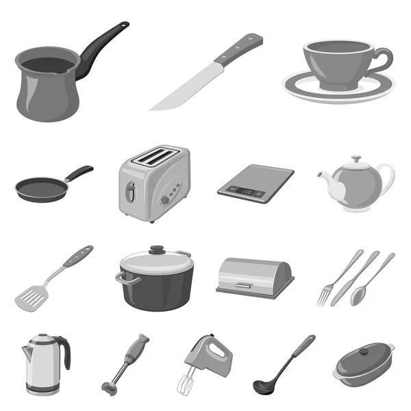 Oggetto isolato di cucina e segno cuoco. Set di cucina e elettrodomestici simbolo stock per il web . — Vettoriale Stock
