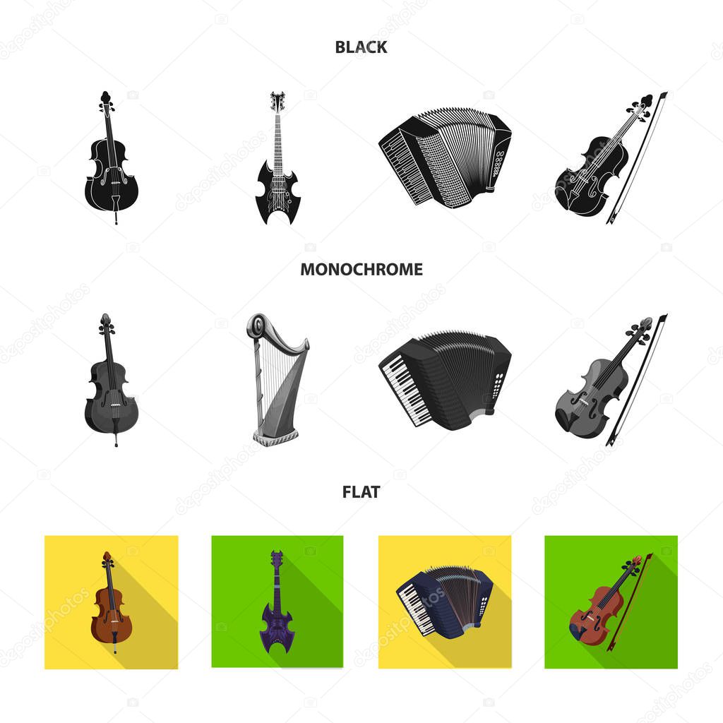 Vector design of music and tune symbol. Set of music and tool vector icon for stock.