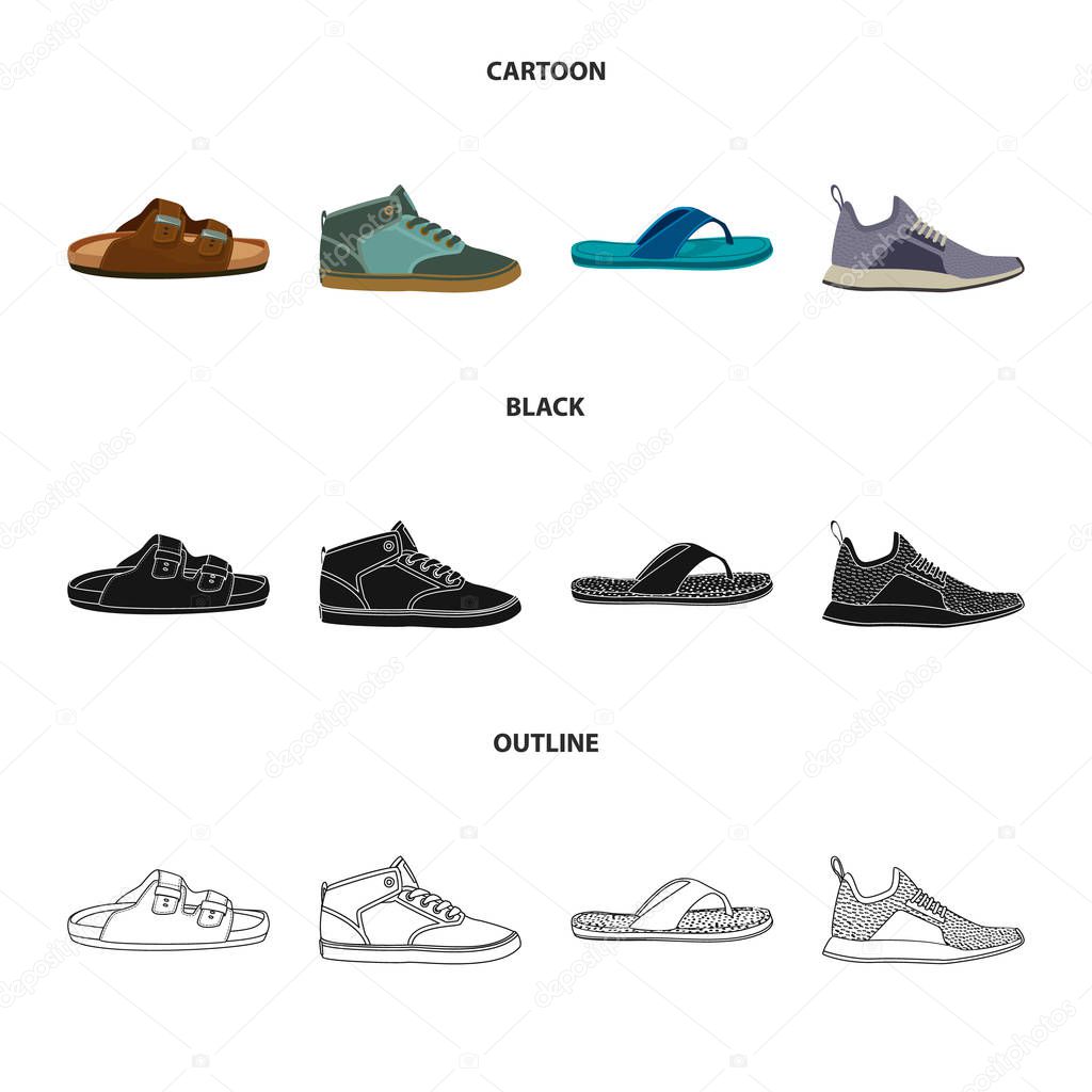 Isolated object of shoe and footwear symbol. Collection of shoe and foot vector icon for stock.