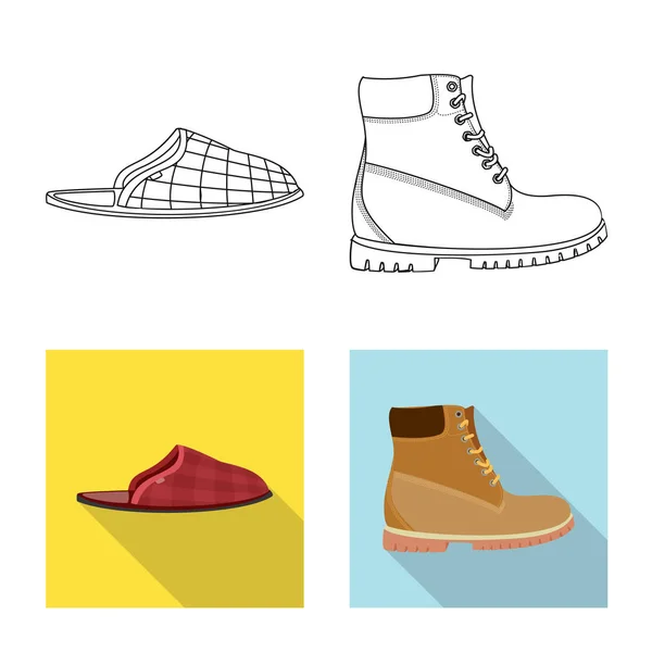 Objeto aislado de zapato y signo de calzado. Conjunto de zapato y pie símbolo de stock para web . — Archivo Imágenes Vectoriales