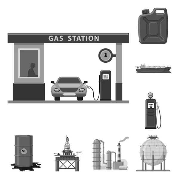Vektor illustration av olja och gas tecken. Samling av olja och bensin aktiesymbol för webben. — Stock vektor