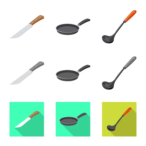 Geïsoleerde Object Van Keuken Cook Pictogram Collectie Van Keuken Apparatenbouw — Stockvector