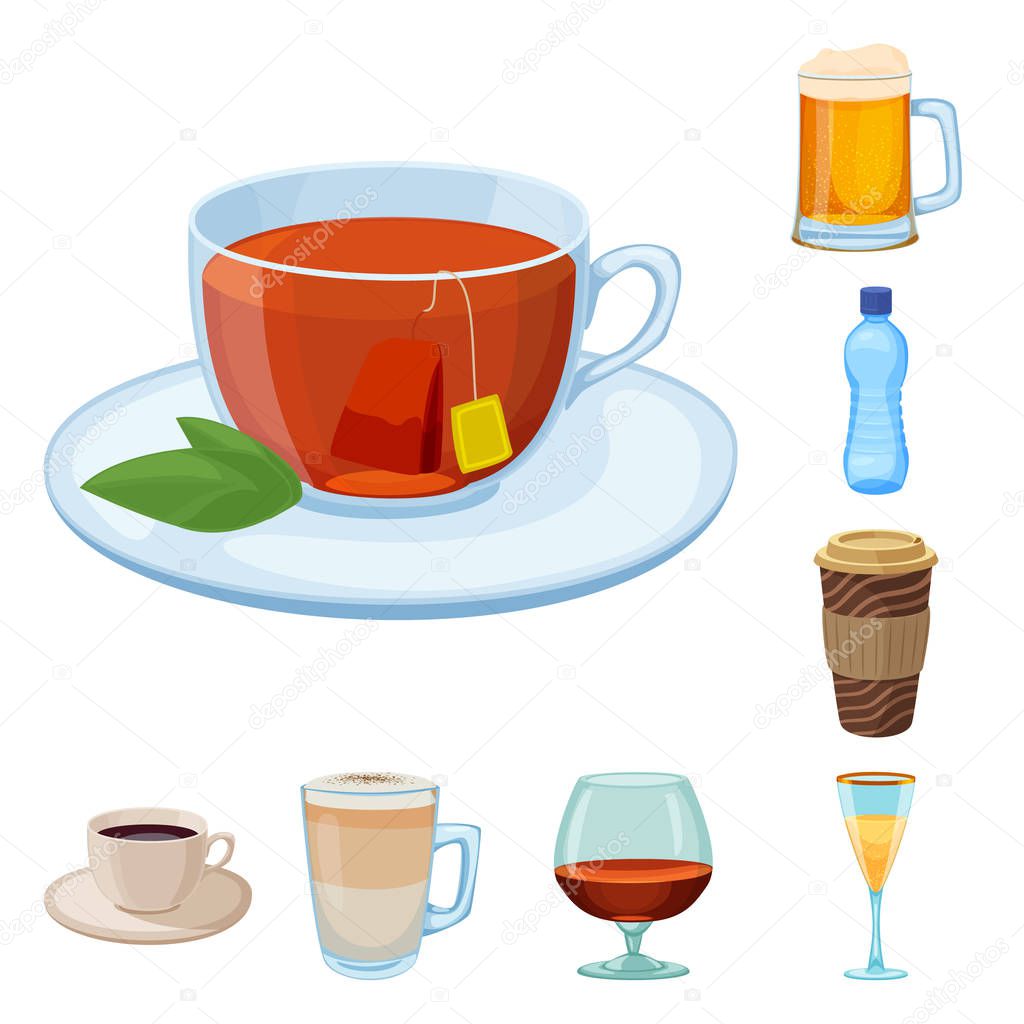 Isolated object of drink and bar logo. Set of drink and party stock symbol for web.