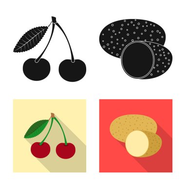 Sebze ve meyve logo vektör Illustration. Sebze ve vejeteryan hisse senedi simgesi için web topluluğu.