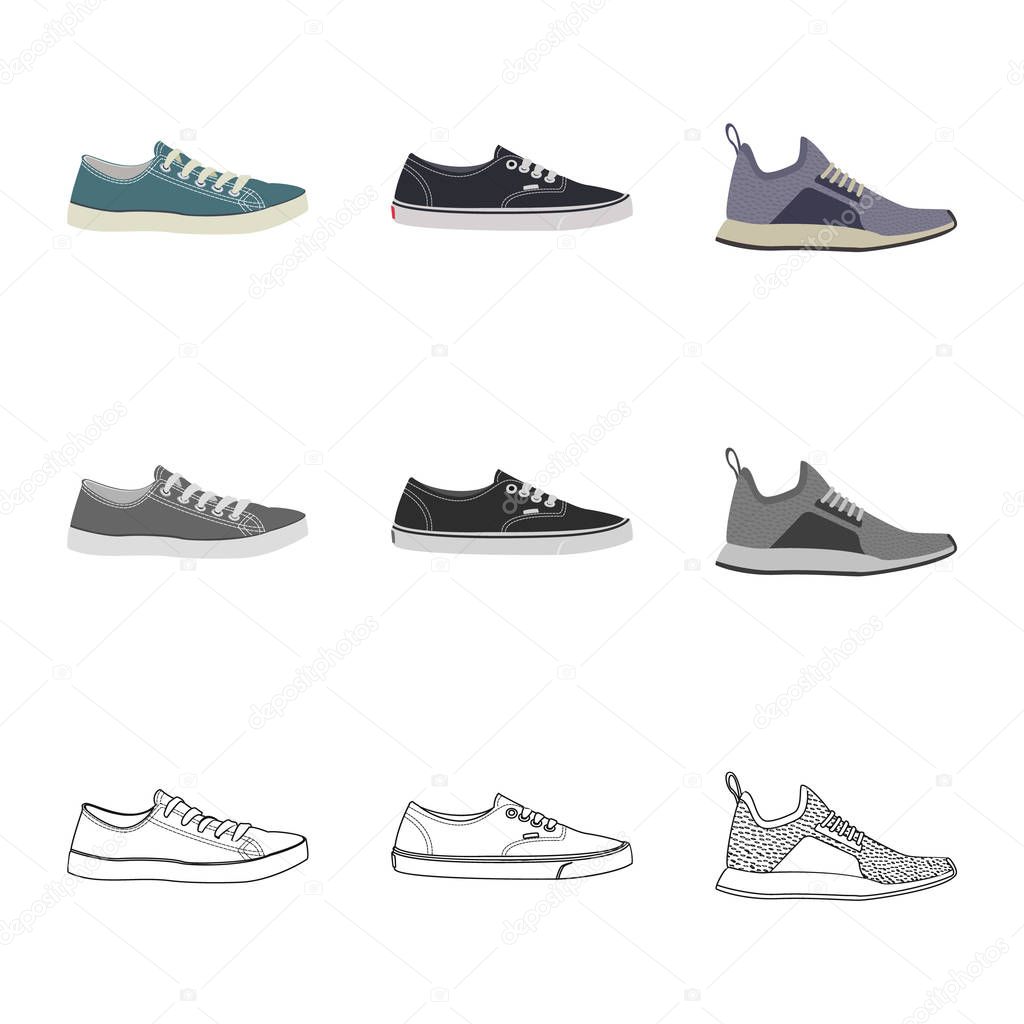 Isolated object of shoe and footwear icon. Set of shoe and foot stock vector illustration.